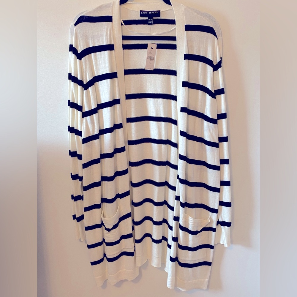 Lane Bryant Cardigan - black and white stripes- size 18/20